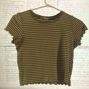 Striped Olive Green Women's Top